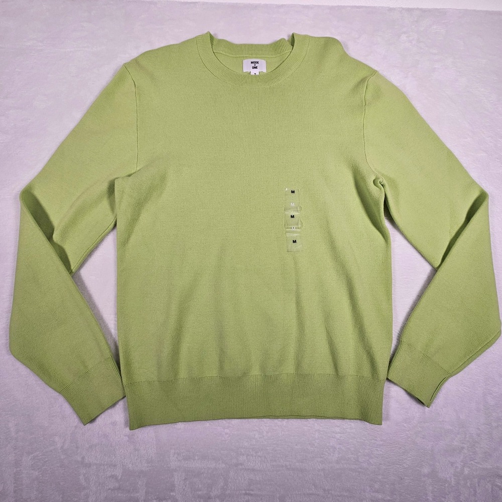 MODE OF ONE Crew Neck Long Sleeve Boxy‎ Sweater LIME GREEN Size Medium